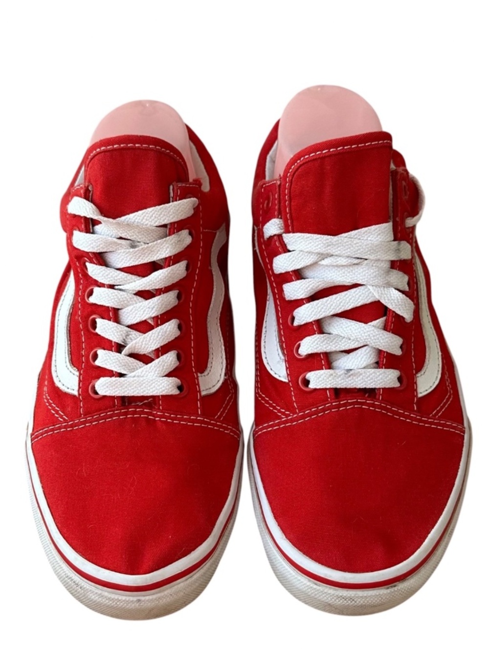 Vans Old Skool Sneakers Shoes Mens 9 Womens 10.5 Red White Low Top Skater - Picture 4 of 10